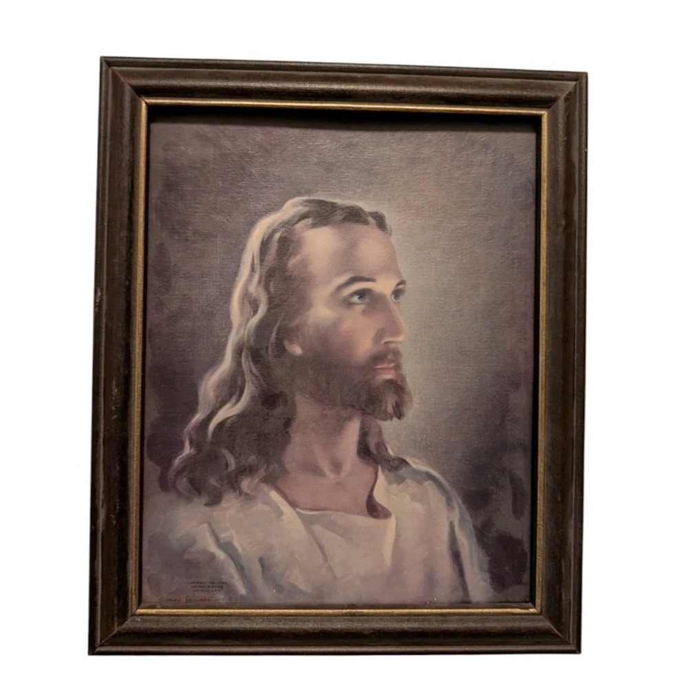 Vintage Warner Sallman Christ in Gethsemane Print Kriebel Bates 11.5x9.5 Framed